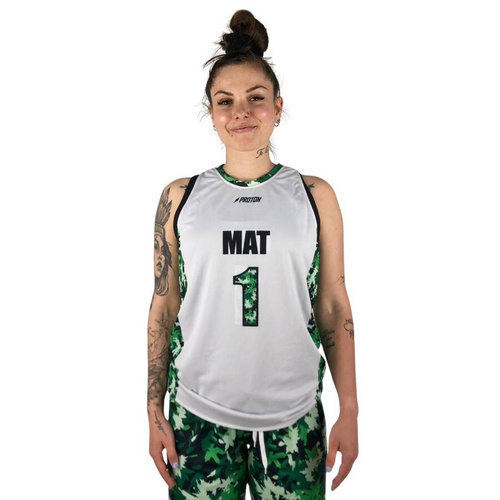 Proton x Melanżowe Akcesoria Tekstylne x MAT Wear dwustronna damska koszulka koszykarska Bottle Camo white / black / camo