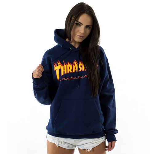 Thrasher sweatshirt hoody Flame Logo navy