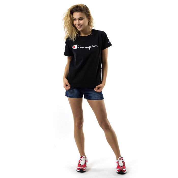 Champion koszulka damska Reverse Weave Script Logo top black (110992/KK001) 