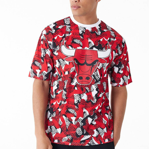 New Era t-shirt All Over Print Mesh NBA Chicago Bulls Oversized T-Shirt red
