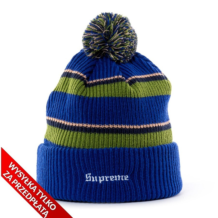 Supreme Big Stripe Beanie blue