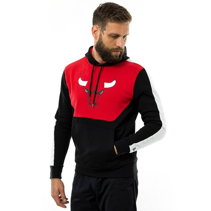 Bluza męska z kapturem New Era hoody Colour Block Chicago Bulls black / red