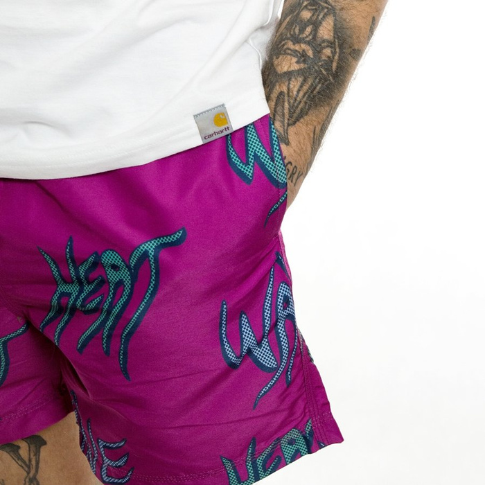 Krótkie spodnie Carhartt WIP Drift Swim Heat Wave print tulip