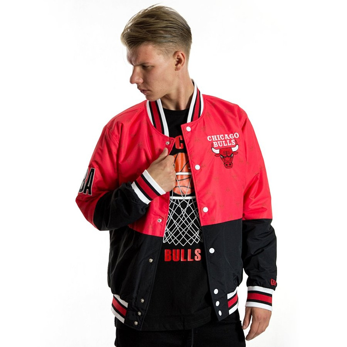 Kurtka męska New Era jacket NBA Colour Block Bomber Chicago Bulls red / black
