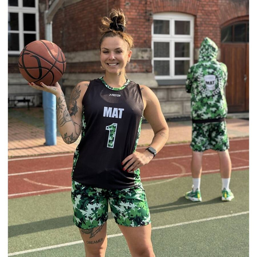 Proton x Melanżowe Akcesoria Tekstylne x MAT Wear dwustronna damska koszulka koszykarska Bottle Camo white / black / camo