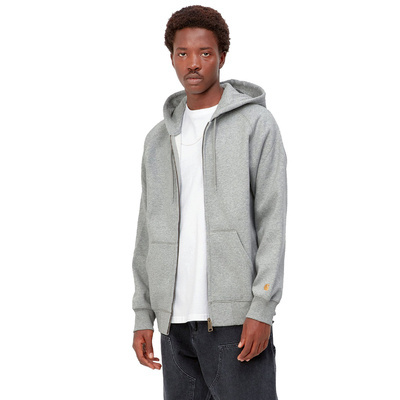 Carhartt WIP sweatshirt Hooded Zip Chase Jacket grey / gold