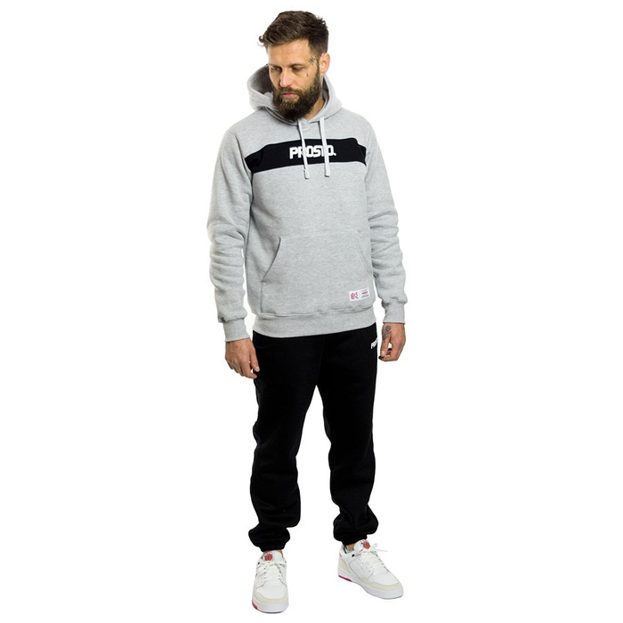 Bluza męska z kapturem Prosto Klasyk hoodie Stripez grey