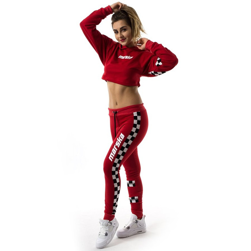 Bluza damska Marska short hoodie Checkerboard red