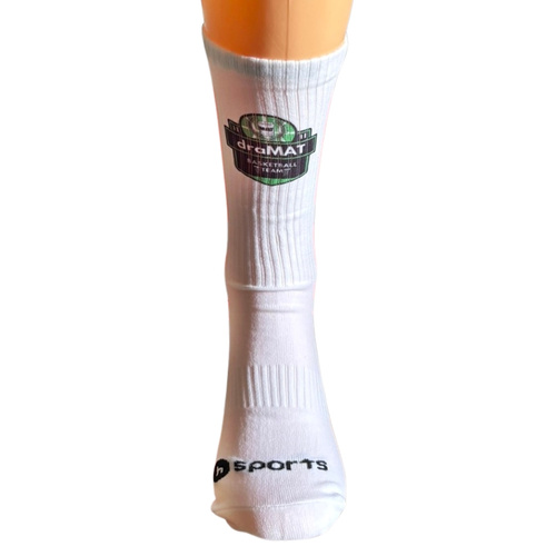 hSports x MAT Wear basketball socks draMAT Front Logo white