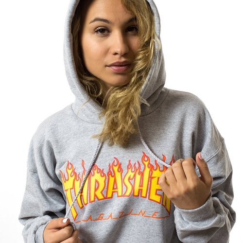 Thrasher sweatshirt hoody WMNS Flame Logo grey