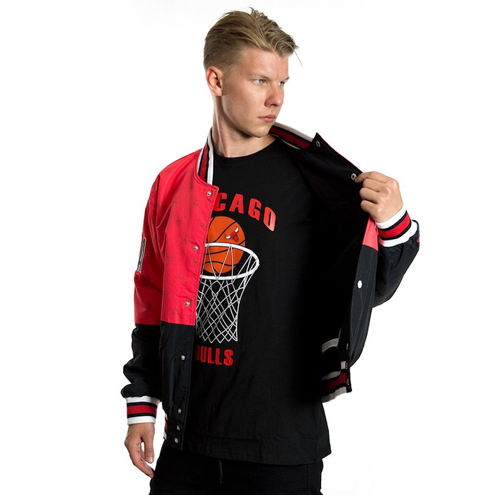 Kurtka męska New Era jacket NBA Colour Block Bomber Chicago Bulls red / black