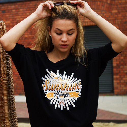 Melanżowe Akcesoria Tekstylne koszulka damska WMNS Oversize Tee Sunshine Melange black