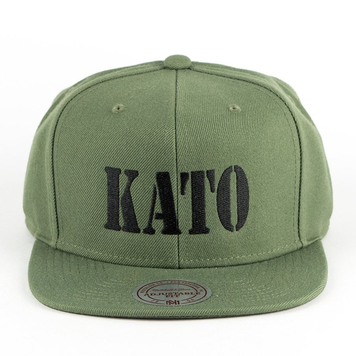 Melanżowe Akcesoria Tekstylne x Mitchell and Ness snapback KATO Script olive / black