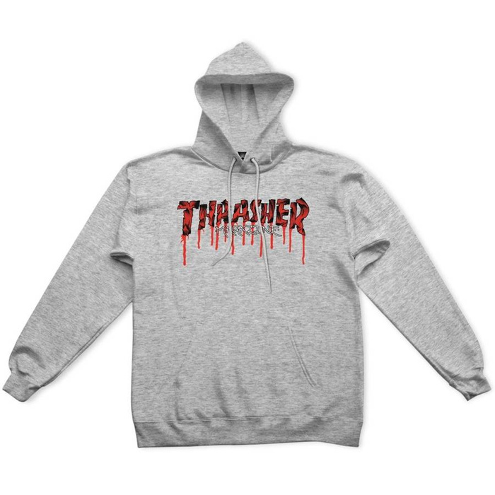 Thrasher Magazine Bluza męska z kapturem hoodie Blood Drip ash grey