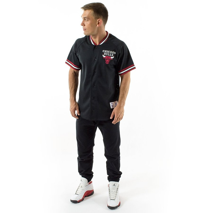 Koszulka męska Mitchell and Ness Seasoned Pro Mesh Button Front Chicago Bulls black