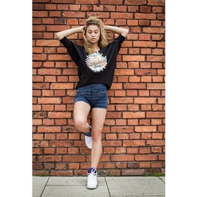 Melanżowe Akcesoria Tekstylne koszulka damska WMNS Oversize Tee Sunshine Melange black