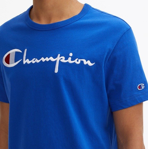 Koszulka męska Champion t-shirt Reverse Weave Embroidered Script Logo Tee royal (210972/S19/BS008)