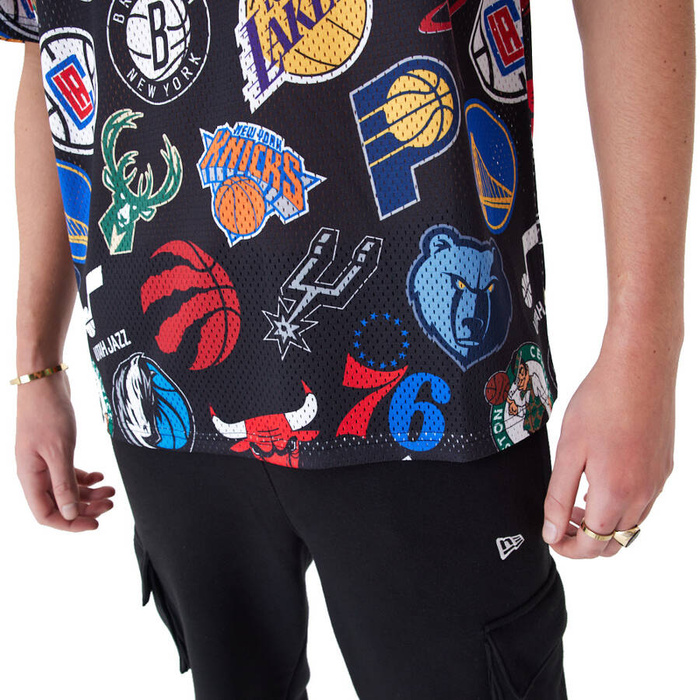 New Era t-shirt NBA All Over Print Oversized Mesh black
