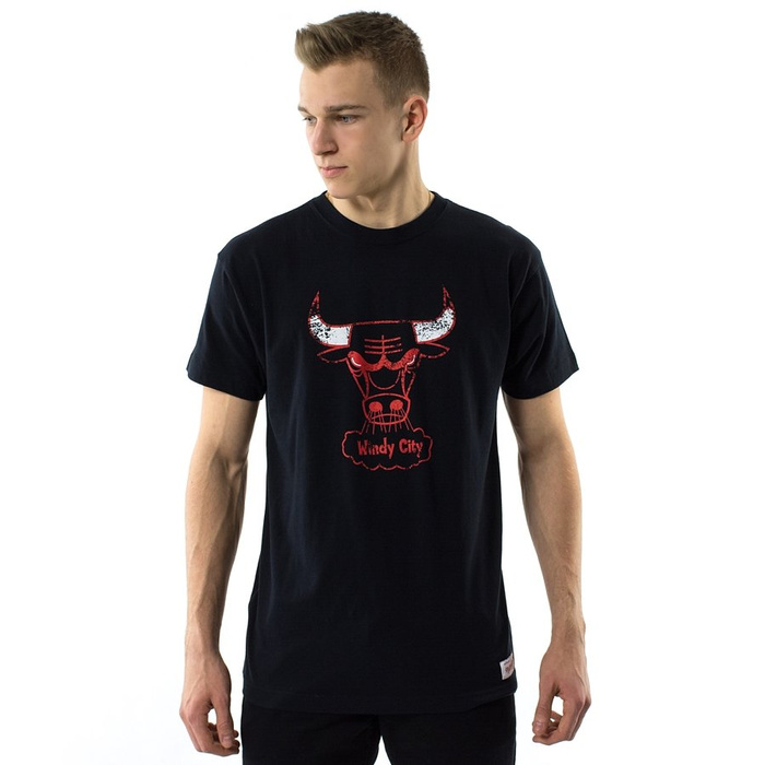 Koszulka męska Mitchell and Ness t-shirt Distressed Team Logo Traditional Tee Chicago Bulls black