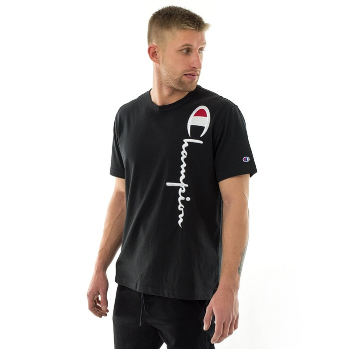 Koszulka męska Champion t-shirt Reverse Weave Vertical Script Logo Back black (212975/S19/KK001)