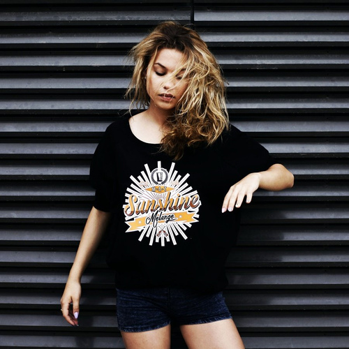 Melanżowe Akcesoria Tekstylne koszulka damska WMNS Oversize Tee Sunshine Melange black