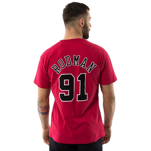 Mitchell and Ness t-shirt Rodman #91 Player Name & Number Chicago Bulls red