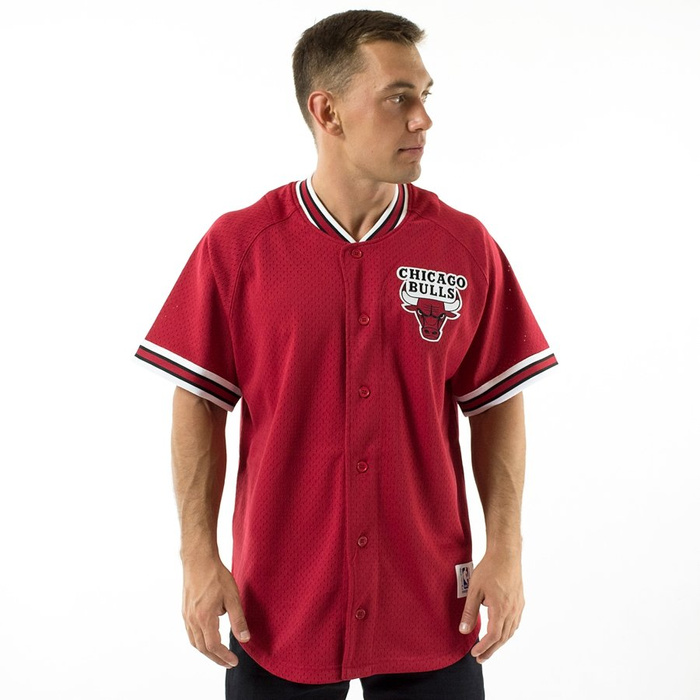 Koszulka męska Mitchell and Ness Seasoned Pro Mesh Button Front Chicago Bulls red