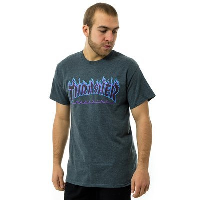 Thrasher t-shirt Flame Logo grey heather