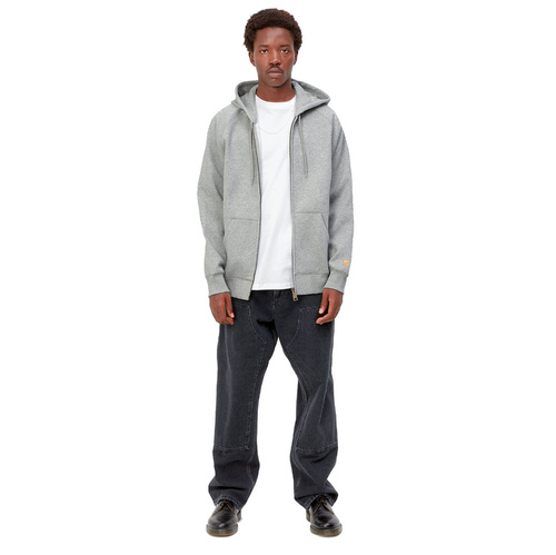 Carhartt WIP sweatshirt Hooded Zip Chase Jacket grey / gold