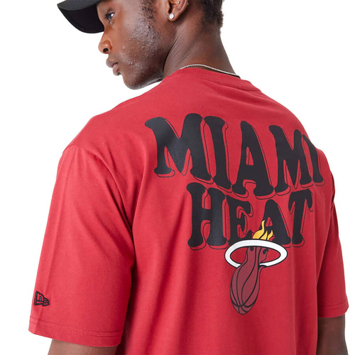 New Era koszulka męska Script Oversized NBA Miami Heat red