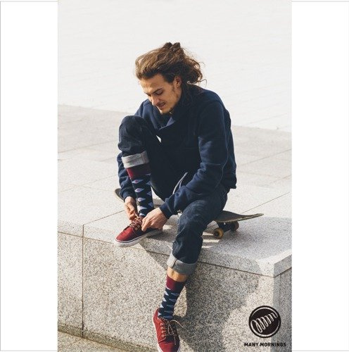 Skarpety Many Mornings socks Plum Diamonds black / burgundy / blue