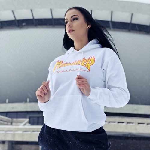 Thrasher Magazine Bluza damska z kapturem hoody Flame Logo white