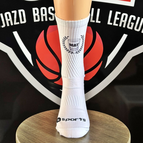 hSports x MAT Wear basketball socks MAT Front Logo white