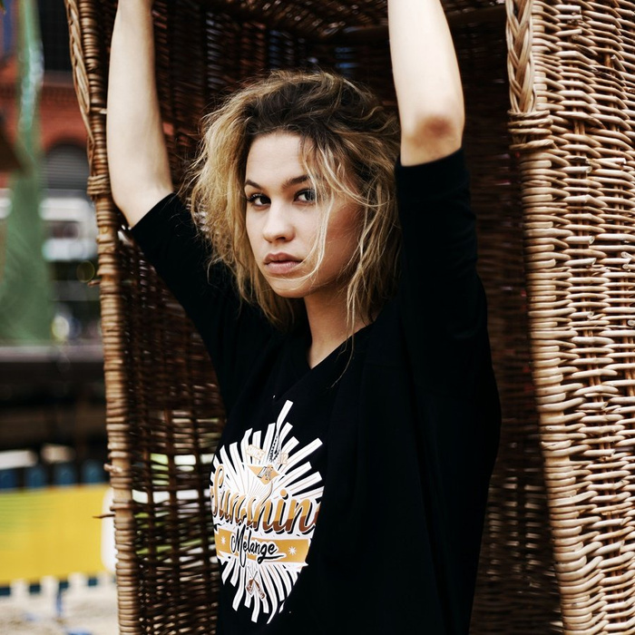 Melanżowe Akcesoria Tekstylne koszulka damska WMNS Oversize Tee Sunshine Melange black