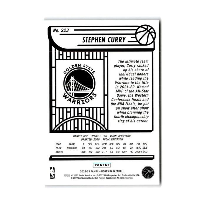 Stephen Curry Panini card + case NBA Hoops No.223 2022/2023 Golden State Warriors