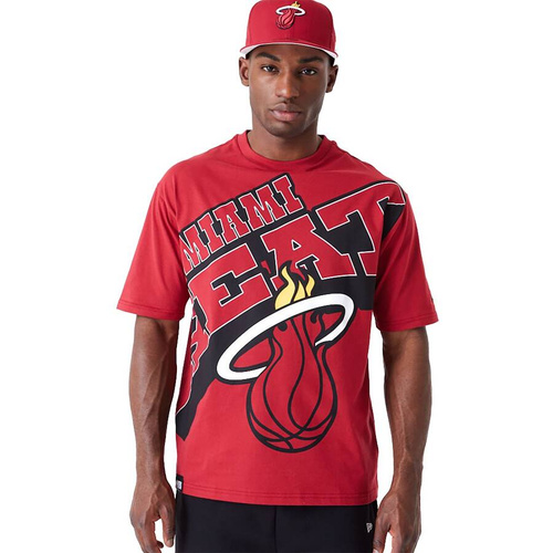 New Era koszulka męska NBA Large Wordmark Miami Heat Oversized T-Shirt red