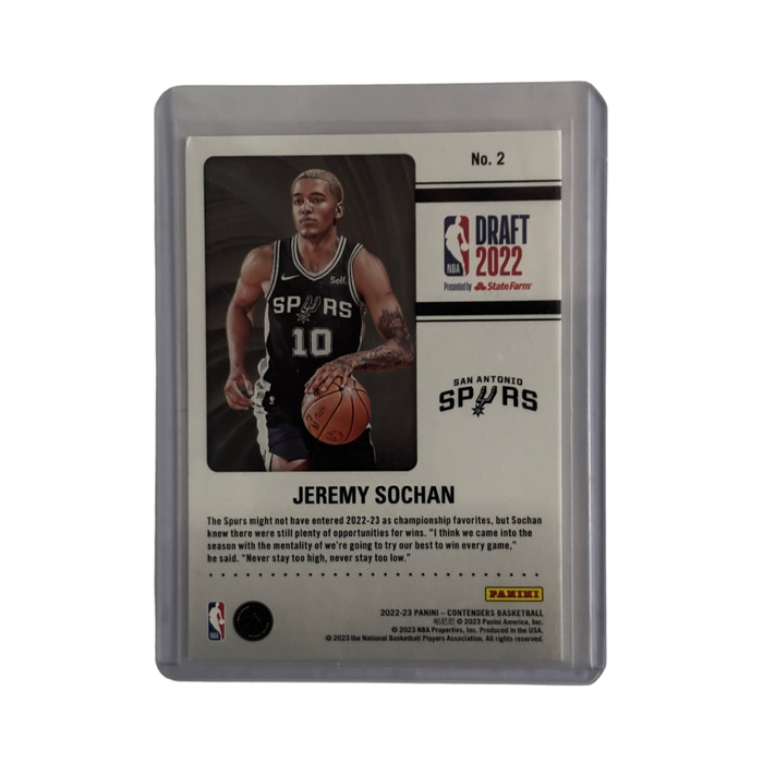 Jeremy Sochan Panini card + toploader NBA Draft Class 2022 San Antonio Spurs