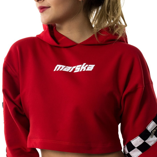 Bluza damska Marska short hoodie Checkerboard red