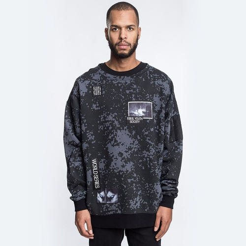Bluza męska Cayler and Sons BL oversized crewneck Series black camo / grey