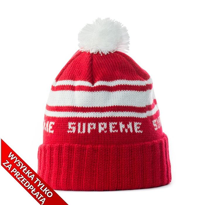 Supreme Classic Stripe Beanie red