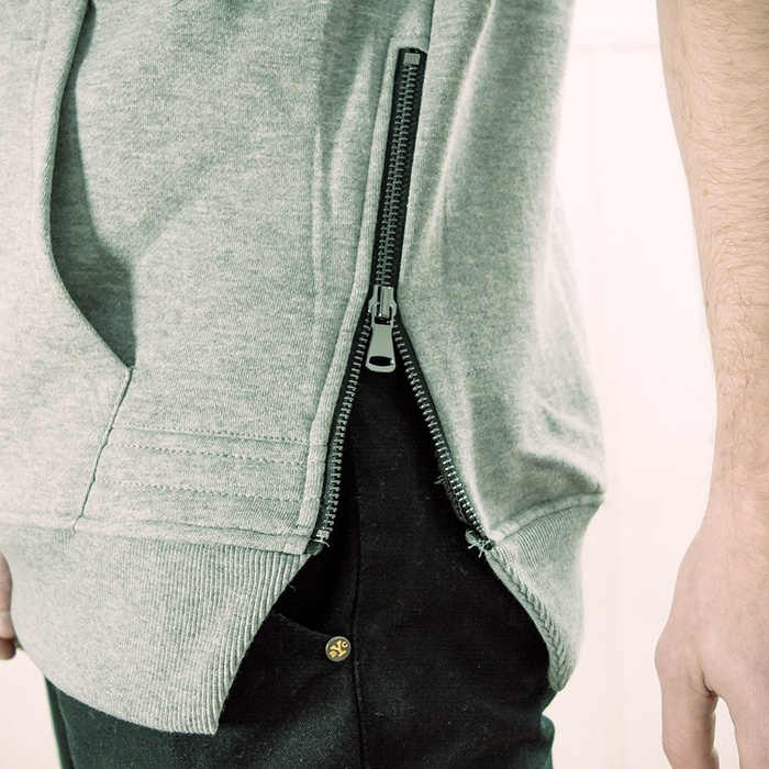 Bluza MLimited Leather Patch Short Sleeve Hoody grey heather