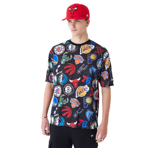 New Era t-shirt NBA All Over Print Oversized Mesh black