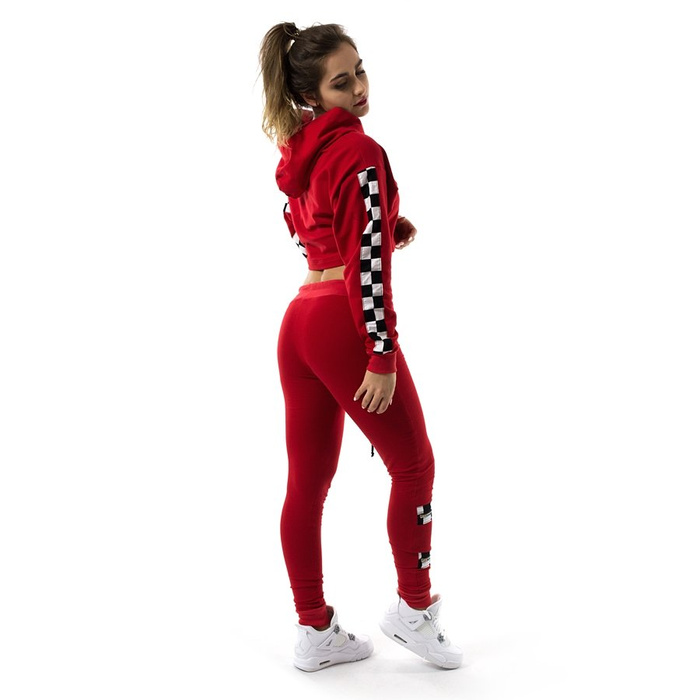 Bluza damska Marska short hoodie Checkerboard red