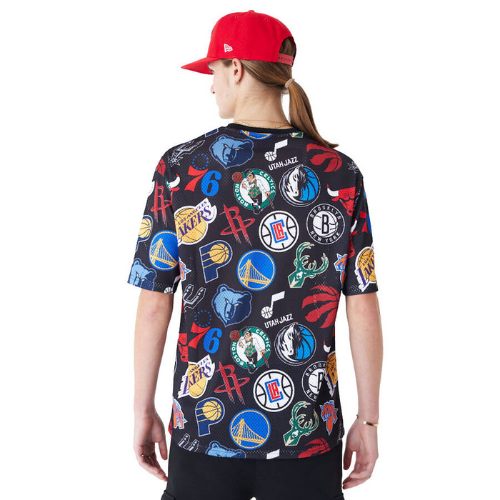 New Era t-shirt NBA All Over Print Oversized Mesh black