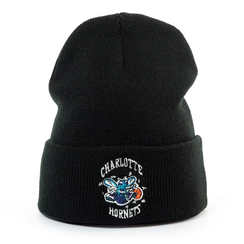 Mitchell and Ness Logo Cuff Knit Charlotte Hornets black