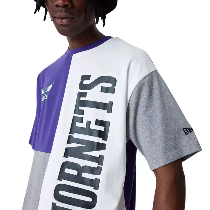 New Era koszulka męska Cut And Sew Oversized NBA Charlotte Hornets purple-white-grey