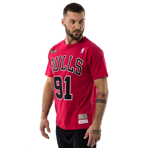 Mitchell and Ness t-shirt Rodman #91 Player Name & Number Chicago Bulls red