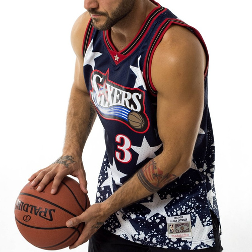Mitchell and Ness swingman jersey Philadelphia 76ers 4th July Allen Iverson 1997-98 navy / red