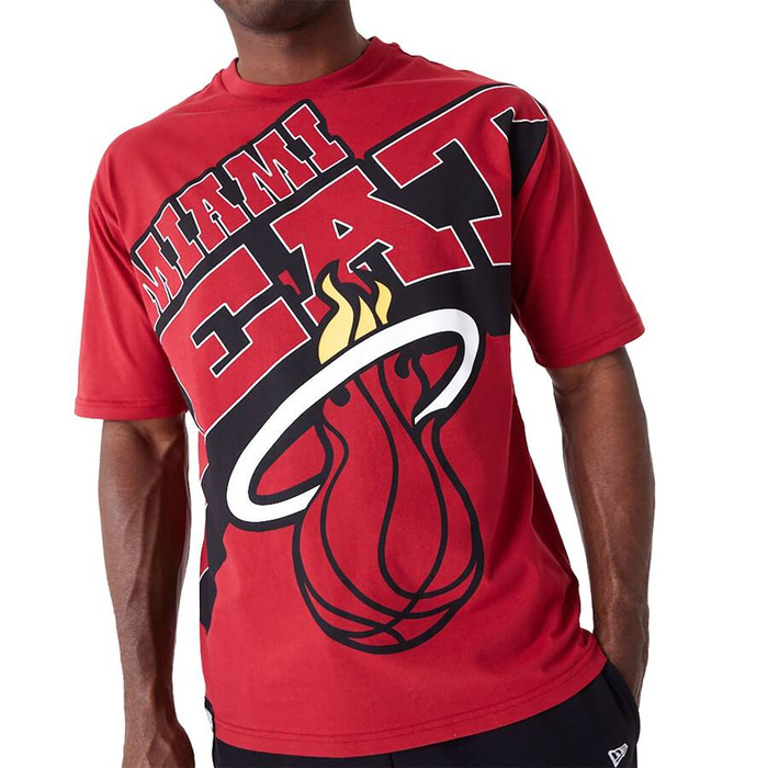 New Era koszulka męska NBA Large Wordmark Miami Heat Oversized T-Shirt red
