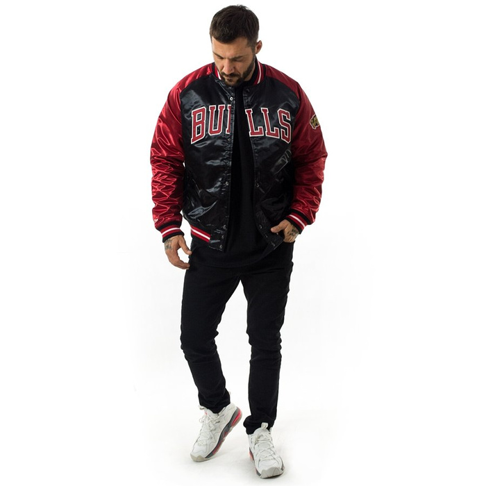 Kurtka męska Mitchell and Ness NBA Tough Season Satin Jacket Chicago Bulls black / red